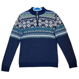 Vineyard Vines Boy's Quarter Zip Fair Isle Sweater Merino Wool Alpaca Size XL